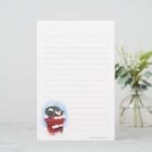 Kat op Snowy English Post Box - Lined Briefpapier (Staand voorkant)
