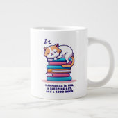 Kat op stapel boeken Aangepaste lederthee voor boe Grote Koffiekop (Rechts)