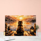 Kat op steiger bij zonsondergang acryl bord (Huwelijk)