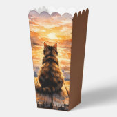 Kat op steiger bij zonsondergang bedankdoosjes (Achterkant)