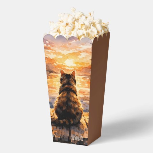 Kat op steiger bij zonsondergang bedankdoosjes (Popped)