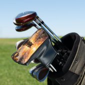 Kat op steiger bij zonsondergang golfheadcover (Insitu)