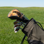 Kat op steiger bij zonsondergang Monogram Golfheadcover (Insitu)