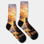 Kat op steiger bij zonsondergang sokken (Rechts)