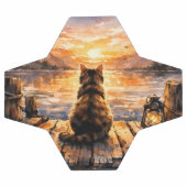 Kat op steiger bij zonsondergang voetbal (Enkel)