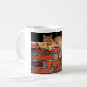 Kat op stenen muur koffiemok (Voorkant links)