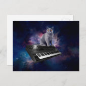 Kat op synthesizer in de ruimte briefkaart (Voorkant / Achterkant)