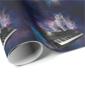 Kat op synthesizer in de ruimte cadeaupapier (Rol Hoek)