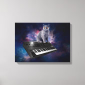 Kat op synthesizer in de ruimte canvas afdruk (Voorkant)