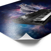 Kat op synthesizer in de ruimte foto afdruk (Hoek)