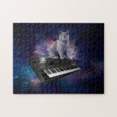 Kat op synthesizer in de ruimte legpuzzel (Horizontaal)