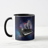 Kat op synthesizer in de ruimte mok (Links)