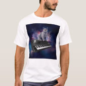 Kat op synthesizer in de ruimte t-shirt (Voorkant)