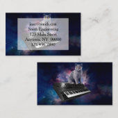 Kat op synthesizer in de ruimte visitekaartje (Voorkant / Achterkant)