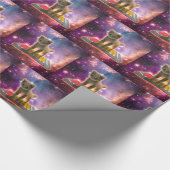 Kat op synthesizers in de ruimte cadeaupapier (Hoek)