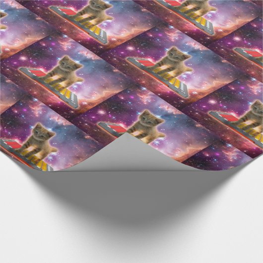 Kat op synthesizers in de ruimte cadeaupapier (Hoek)