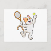Kat op tennis met tennisracket briefkaart (Voorkant)