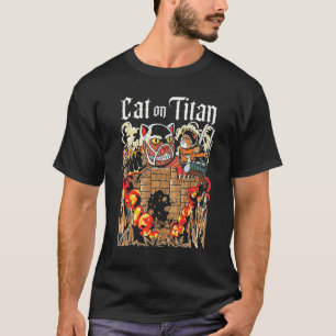 Kat op Titan Japanse Stijl T-shirt