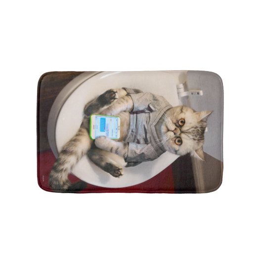 Kat op toilet badmat (Voorkant)