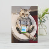 Kat op toilet kaart (Staand voorkant)