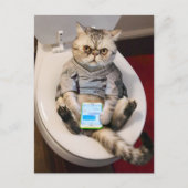 Kat op toilet uitnodiging briefkaart (Voorkant)