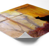 Kat op venster met gele gordijnen poster (Hoek)