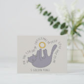 Kat op vijfde dag, vijf kerst met gouden koningen briefkaart (Staand voorkant)