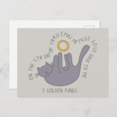 Kat op vijfde dag, vijf kerst met gouden koningen briefkaart (Voorkant / Achterkant)