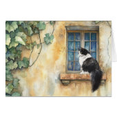 Kat op Windowsill - 5" x 7" Art Kaart (Voorkant Horizontaal)