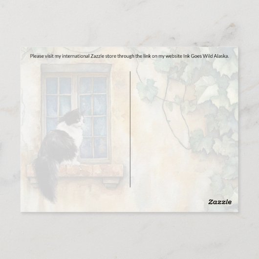 Kat op Windowsill Postcrossing - Briefkaart (Achterkant)