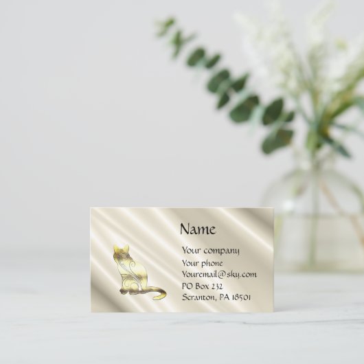 Kat op wit Visitekaartje (Staand voorkant)