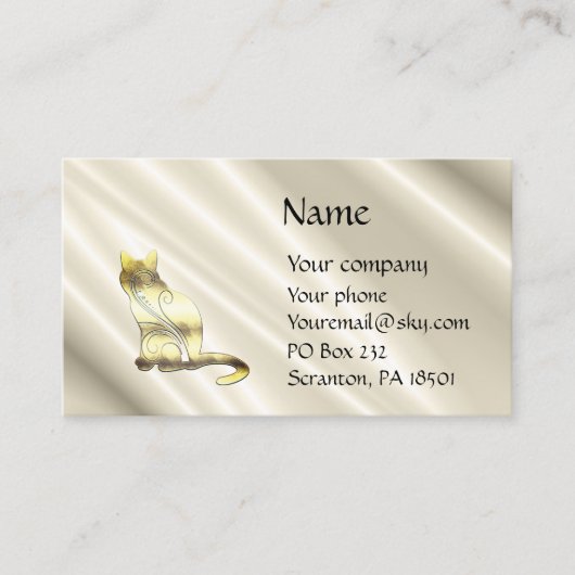 Kat op wit Visitekaartje (Voorkant)