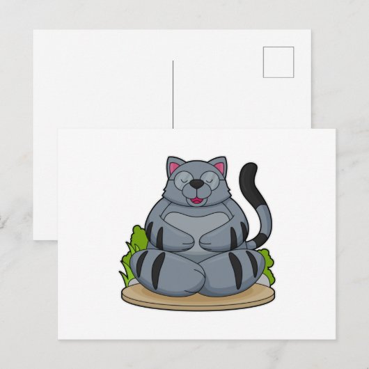 Kat op Yoga Fitness Briefkaart (Voorkant / Achterkant)