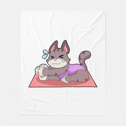 Kat op Yoga Fitness Fleece Deken (Voorkant)