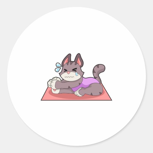 Kat op Yoga Fitness Ronde Sticker (Voorkant)