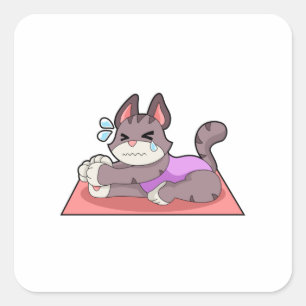 Kat op Yoga Fitness Vierkante Sticker