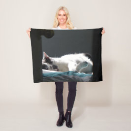 Kat op zonsondergang stoort niet fleece deken