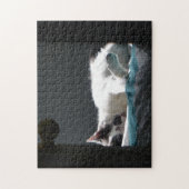 Kat op zonsondergang stoort niet legpuzzel (Verticaal)