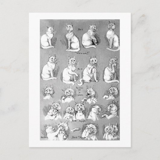 Kat, opleiding en huwelijk, Bride, Louis Wain Briefkaart (Voorkant)