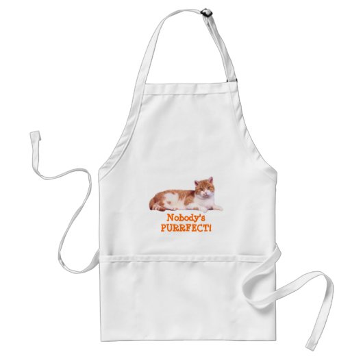 Kat Oranje & White Apron Standaard Schort (Voorkant)