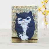 kat ornament wenskaart kaart (Gele Bloem)