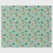 Kat Ornamenten op boompatroon Cadeaupapier (Vlak)