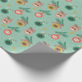 Kat Ornamenten op boompatroon Cadeaupapier (Hoek)