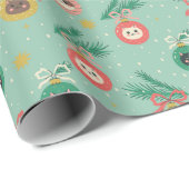 Kat Ornamenten op boompatroon Cadeaupapier (Rol Hoek)
