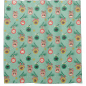 Kat Ornamenten op boompatroon Douchegordijn (Voorkant)