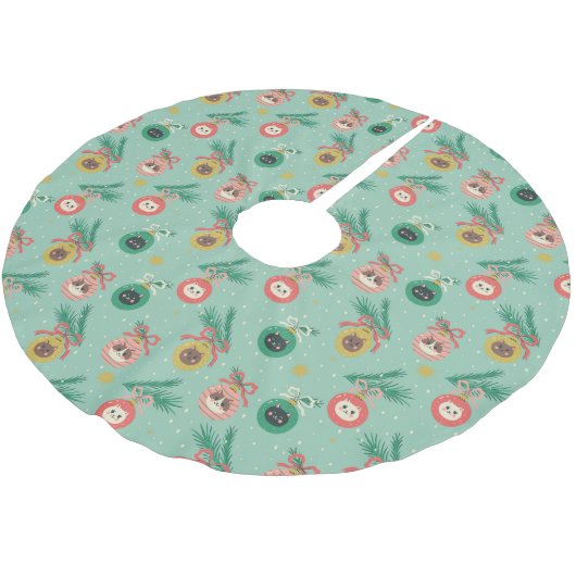 Kat Ornamenten op boompatroon Kerstboom Rok (Gekanteld)