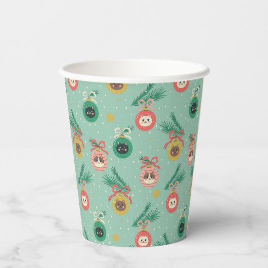 Kat Ornamenten op boompatroon Papieren Bekers (Achterkant)