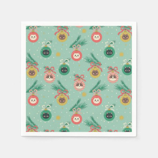 Kat Ornamenten op boompatroon Servet (Voorkant)