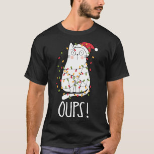 Kat Oups! Witte kat omhoog gedraaid in kerstboom L T-shirt