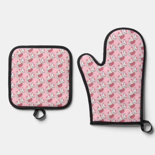 Kat Oven Mitt & Pot Holder Set (Voorkant)